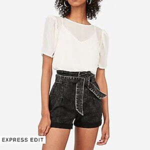 Super High Waisted Black Self Tie Jean Shorts